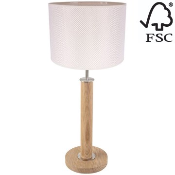 Bordslampa BENITA 1xE27/60W/230V 61 cm grädde/ek – FSC certifierade
