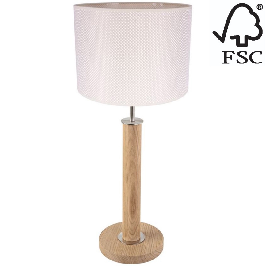 Bordslampa BENITA 1xE27/60W/230V 61 cm grädde/ek – FSC certifierade