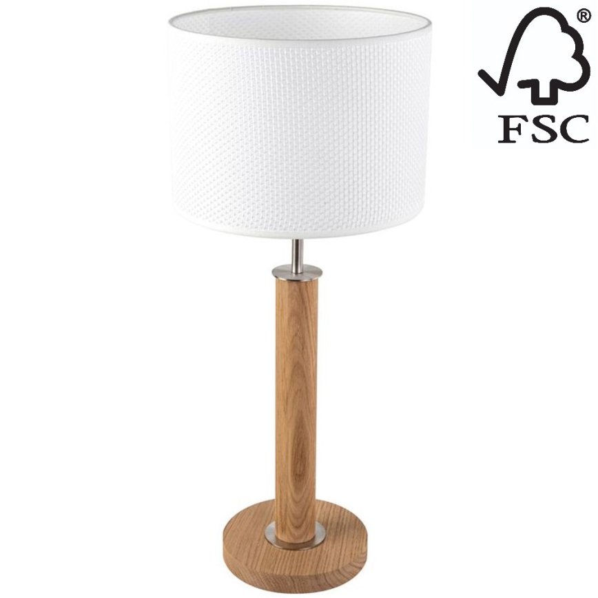 Bordslampa BENITA 1xE27/60W/230V 61 cm vit/ek – FSC certifierade