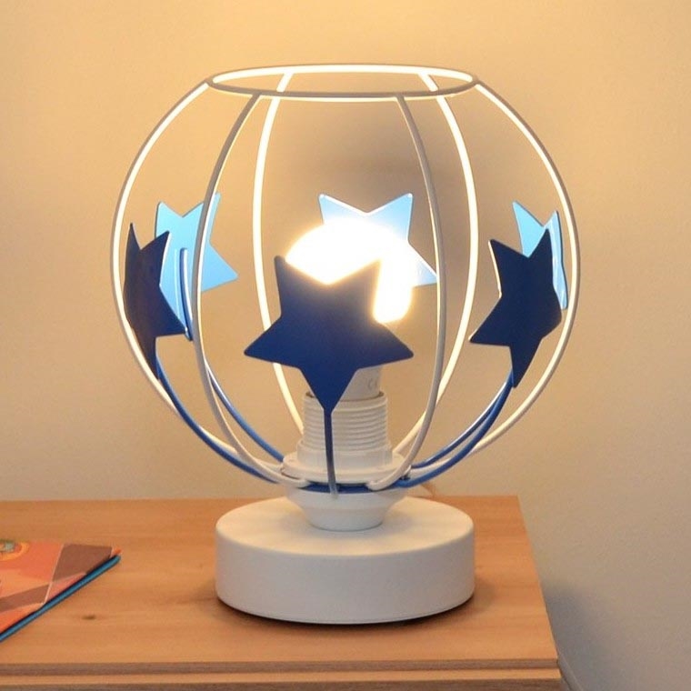Bordslampa för barn STARS 1xE27/15W/230V blå/vit