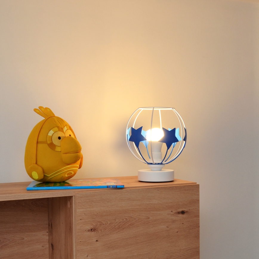 Bordslampa för barn STARS 1xE27/15W/230V blå/vit