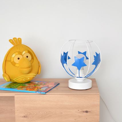 Bordslampa för barn STARS 1xE27/15W/230V blå/vit