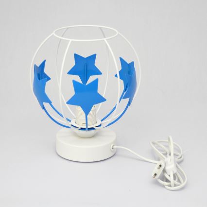 Bordslampa för barn STARS 1xE27/15W/230V blå/vit