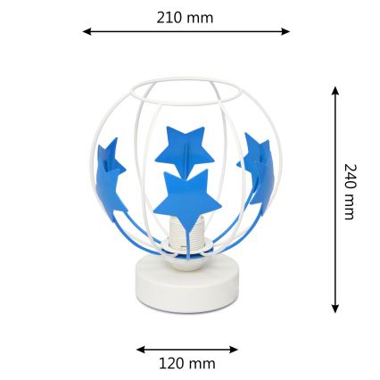 Bordslampa för barn STARS 1xE27/15W/230V blå/vit