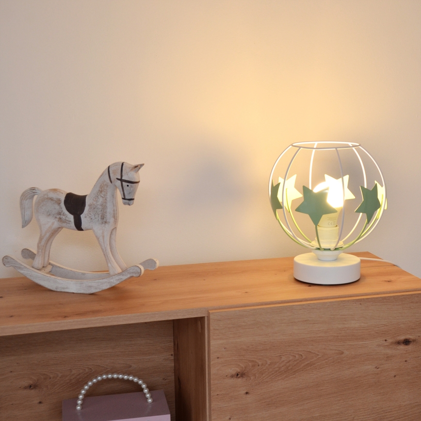 Bordslampa för barn STARS 1xE27/15W/230V grön/vit