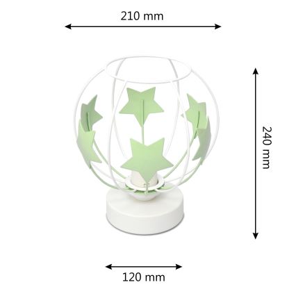Bordslampa för barn STARS 1xE27/15W/230V grön/vit