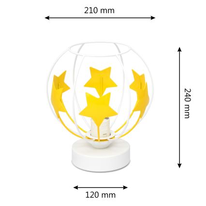 Bordslampa för barn STARS 1xE27/15W/230V gul/vit