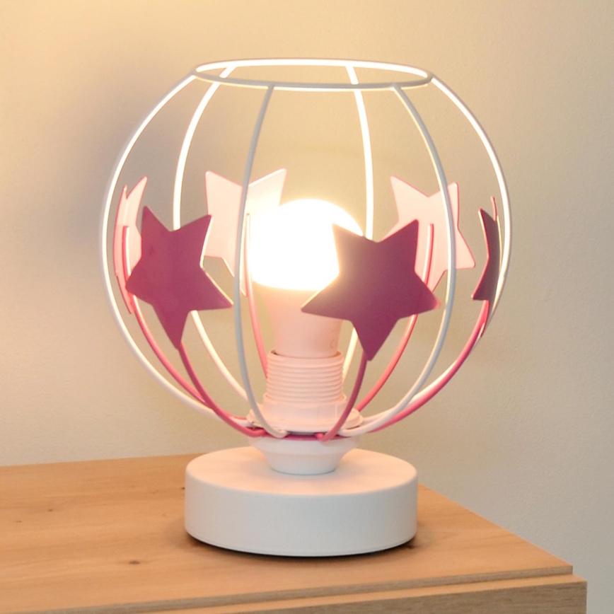 Bordslampa för barn STARS 1xE27/15W/230V rosa/vit