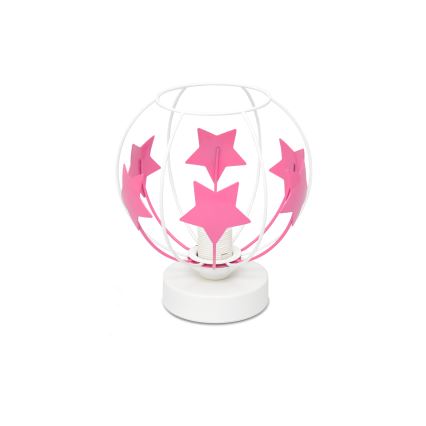 Bordslampa för barn STARS 1xE27/15W/230V rosa/vit