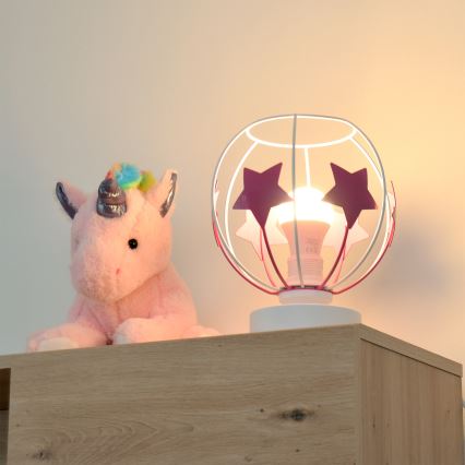 Bordslampa för barn STARS 1xE27/15W/230V rosa/vit