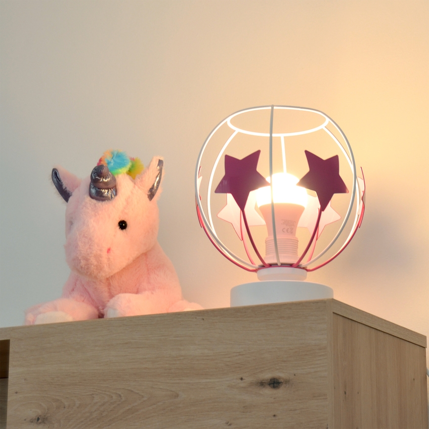 Bordslampa för barn STARS 1xE27/15W/230V rosa/vit