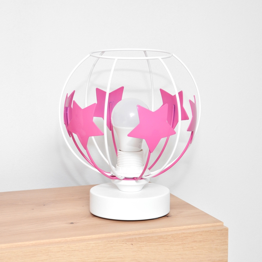 Bordslampa för barn STARS 1xE27/15W/230V rosa/vit