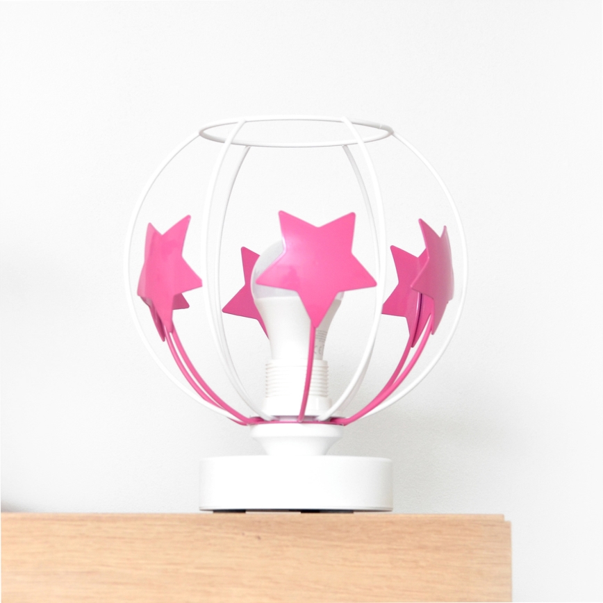 Bordslampa för barn STARS 1xE27/15W/230V rosa/vit