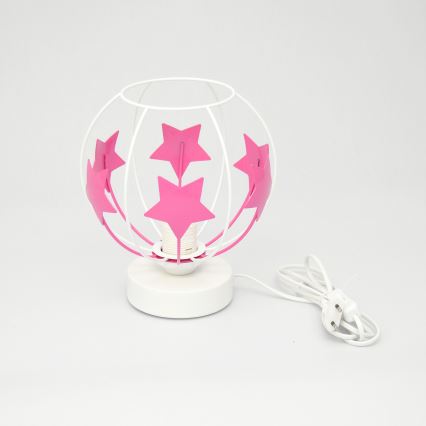Bordslampa för barn STARS 1xE27/15W/230V rosa/vit