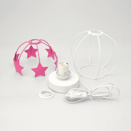 Bordslampa för barn STARS 1xE27/15W/230V rosa/vit