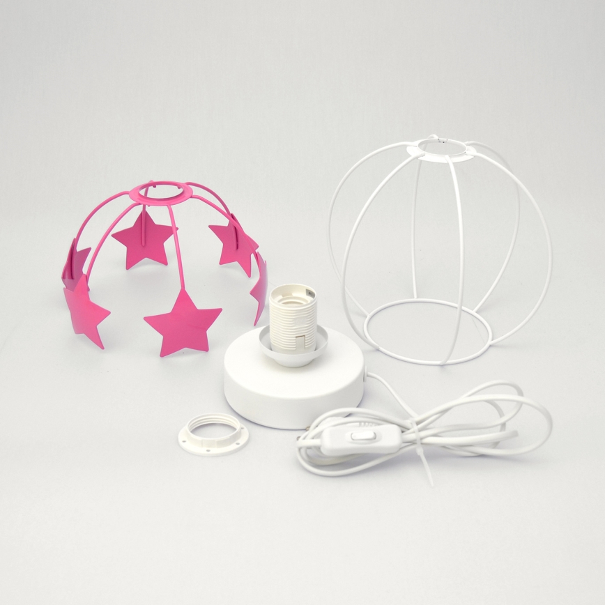 Bordslampa för barn STARS 1xE27/15W/230V rosa/vit