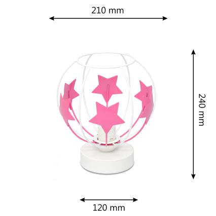Bordslampa för barn STARS 1xE27/15W/230V rosa/vit