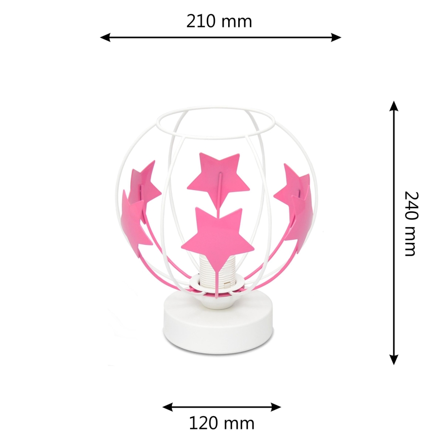 Bordslampa för barn STARS 1xE27/15W/230V rosa/vit