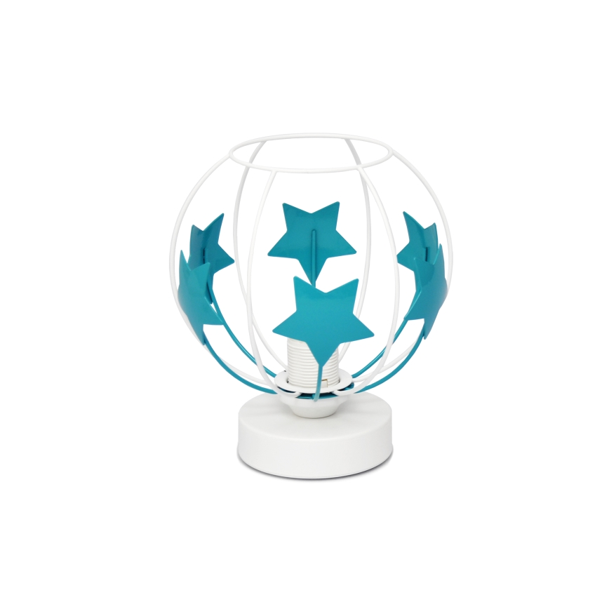 Bordslampa för barn STARS 1xE27/15W/230V turkos/vit