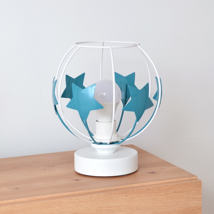 Bordslampa för barn STARS 1xE27/15W/230V turkos/vit