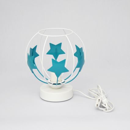 Bordslampa för barn STARS 1xE27/15W/230V turkos/vit