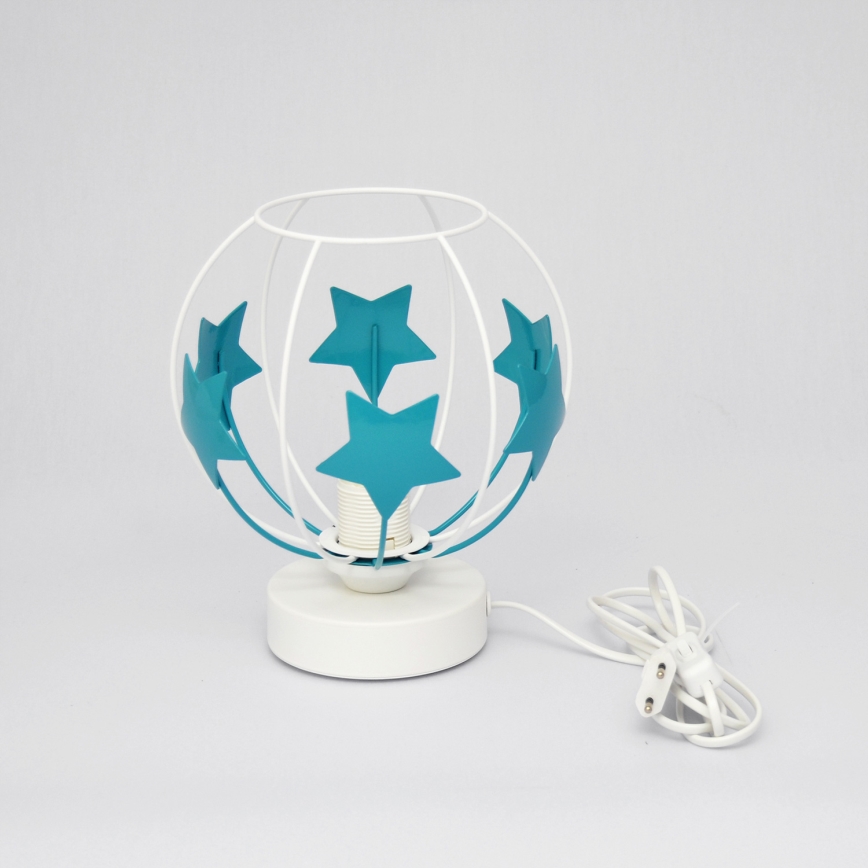 Bordslampa för barn STARS 1xE27/15W/230V turkos/vit