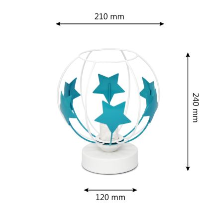 Bordslampa för barn STARS 1xE27/15W/230V turkos/vit