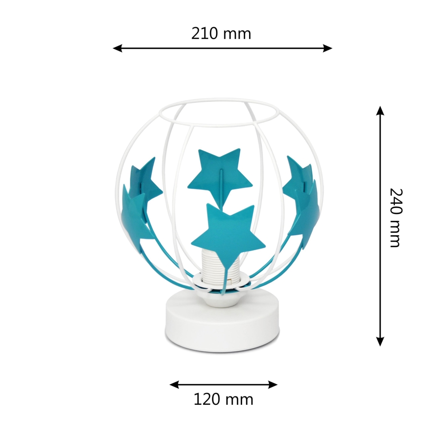 Bordslampa för barn STARS 1xE27/15W/230V turkos/vit
