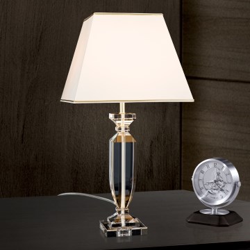 Bordslampa i kristall POKAL 1xE27/60W/230V grädde/genomskinlig