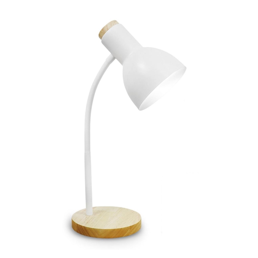 Bordslampa MARMA 1xE27/40W/230V vit/gummiträ