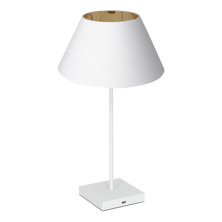Bordslampa med USB-port 1xE27/60W/230V vit