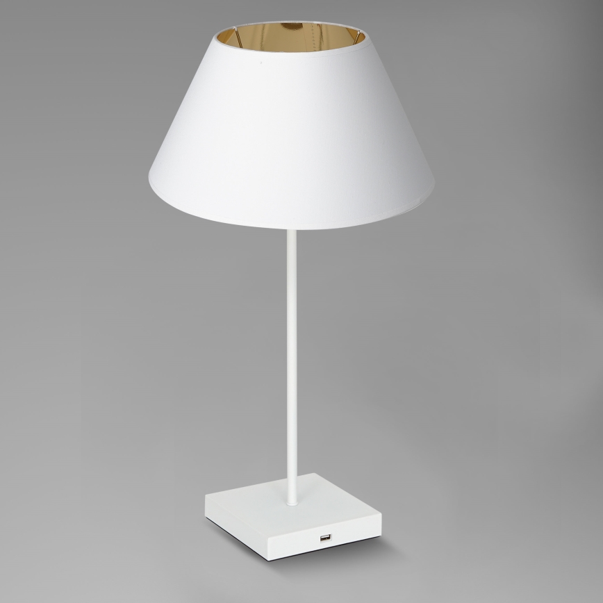 Bordslampa med USB-port 1xE27/60W/230V vit