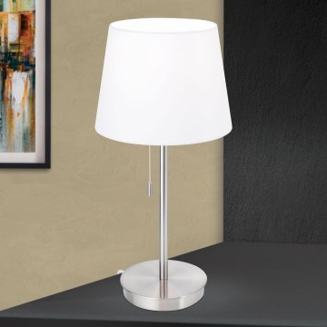 Bordslampa med USB-port LUDWIG 1xE27/40W/230V 50 cm vit/matt krom