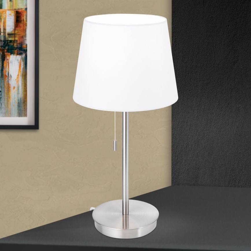 Bordslampa med USB-port LUDWIG 1xE27/40W/230V 50 cm vit/matt krom