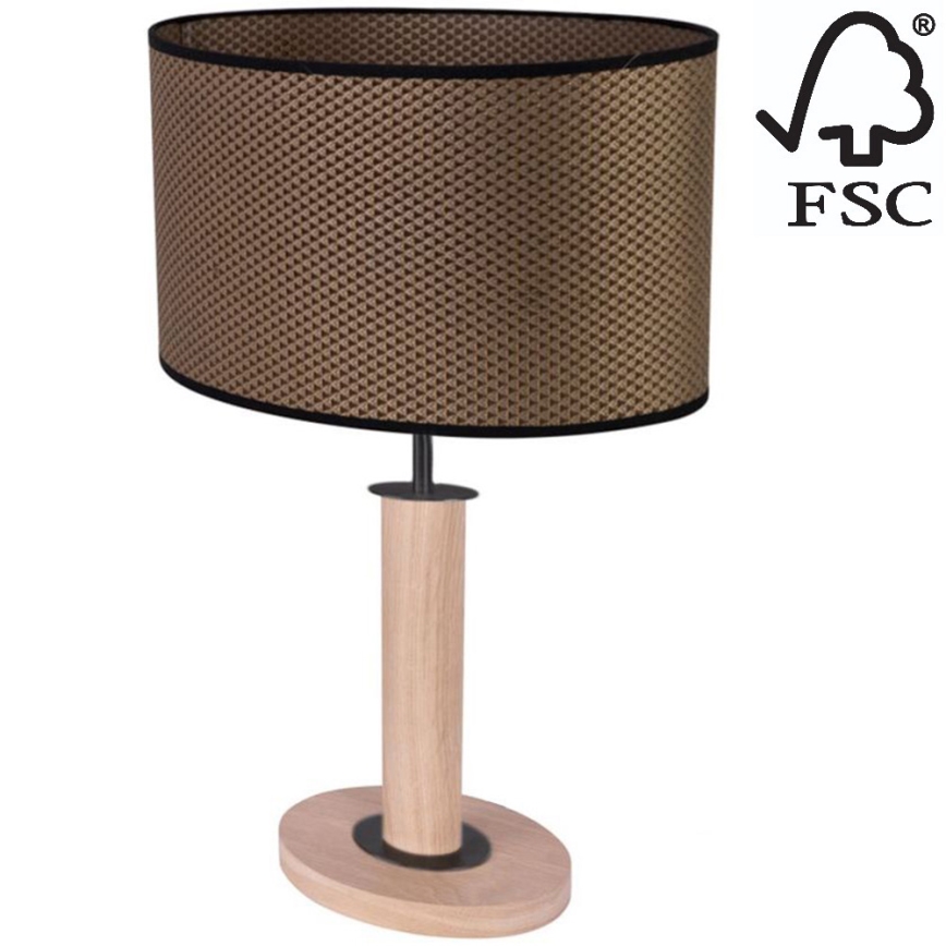 Bordslampa MERCEDES 1xE27/40W/230V 46 cm brun/ek – FSC certifierade