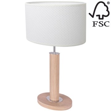 Bordslampa MERCEDES 1xE27/40W/230V 46 cm vit/ek – FSC certifierade