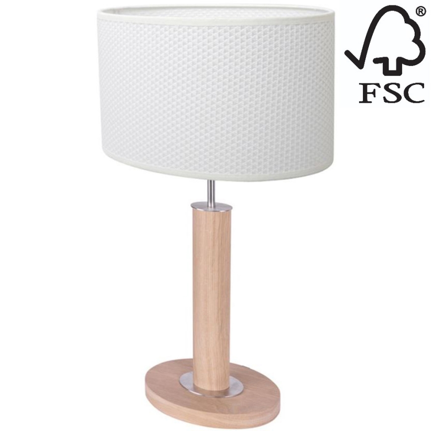 Bordslampa MERCEDES 1xE27/40W/230V 46 cm vit/ek – FSC certifierade