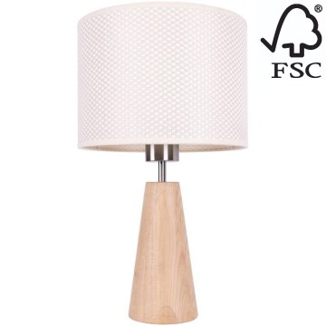 Bordslampa MERCEDES 1xE27/40W/230V diameter 43 cm grädde/ek – FSC certifierade