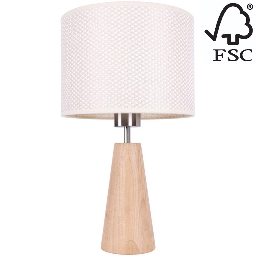 Bordslampa MERCEDES 1xE27/40W/230V diameter 43 cm grädde/ek – FSC certifierade