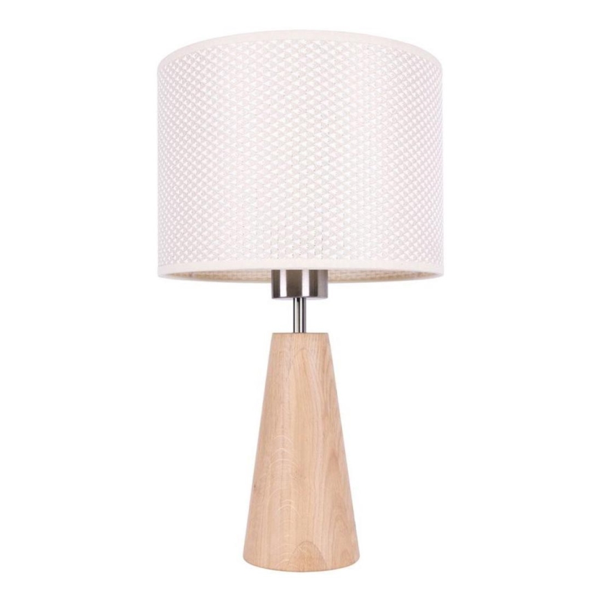 Bordslampa MERCEDES 1xE27/40W/230V diameter 43 cm grädde/ek