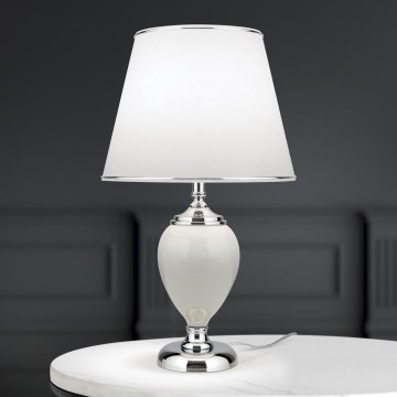Bordslampa OVUM 1xE27/40W/230V 48 cm keramik vit/skinande krom