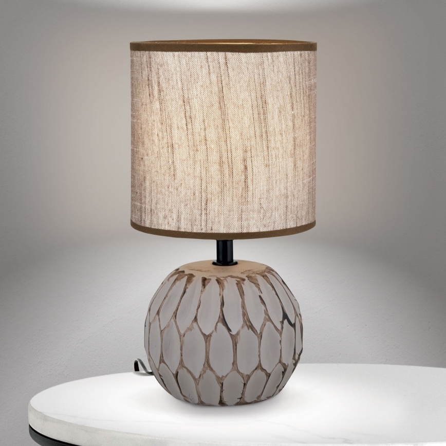 Bordslampa PINIA 1xE14/25W/230V keramik beige/grå