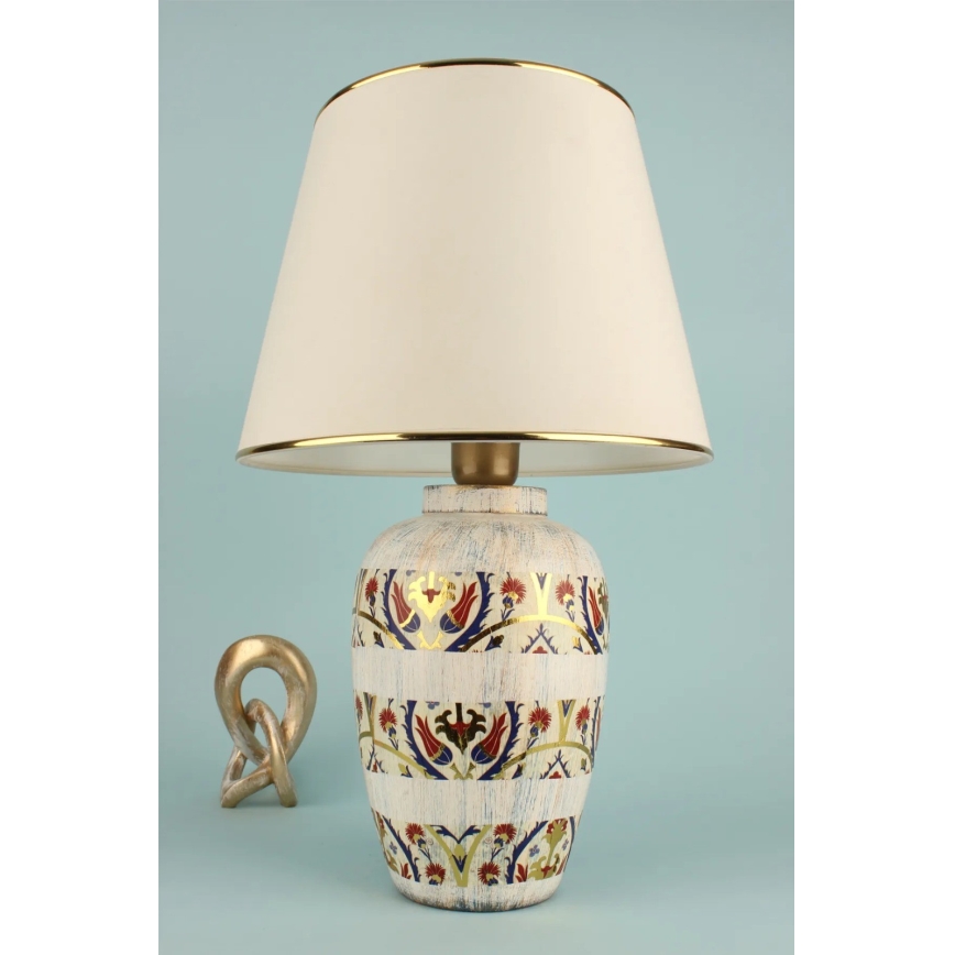 Bordslampa RAMZES 1xE27/40W/230V krämfärgad/guldig