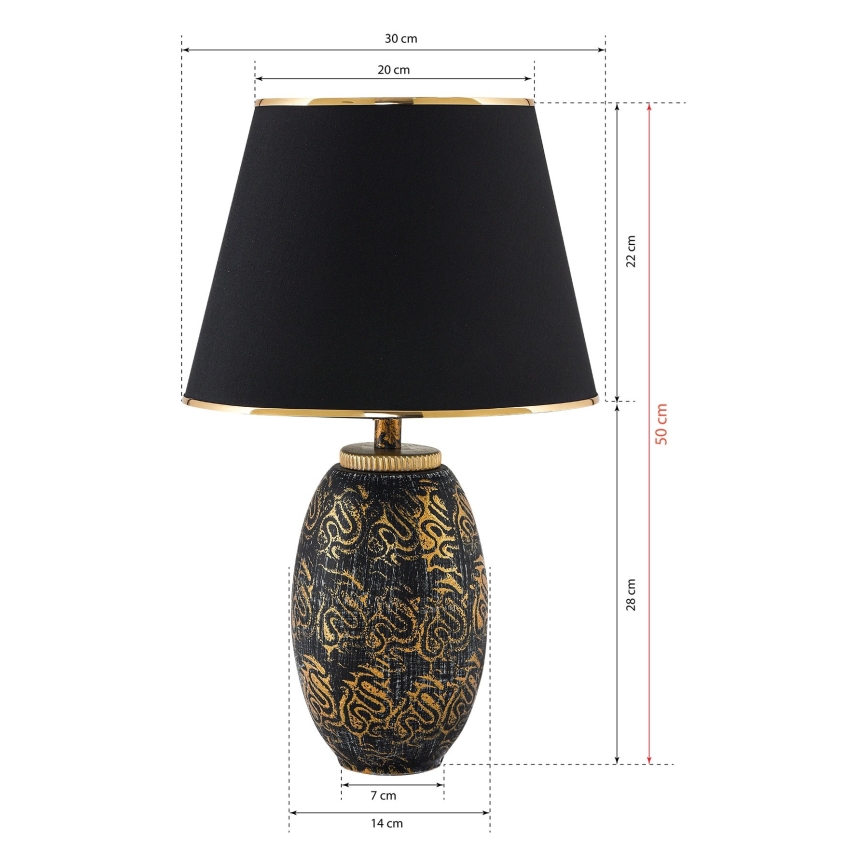 Bordslampa RAMZES 1xE27/40W/230V svart/guld