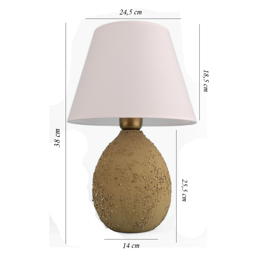 Bordslampa RAMZES 1xE27/40W/230V vit/brun