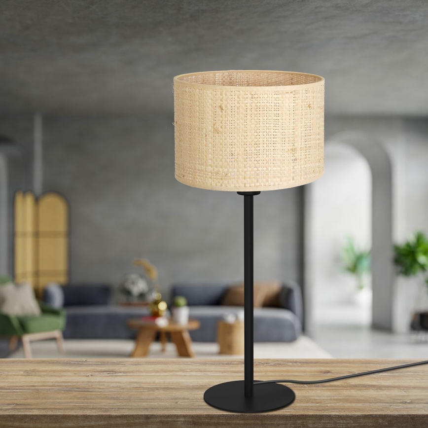 Bordslampa RATTAN 1xE27/60W/230V diameter 25 cm rotting