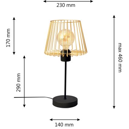 Bordslampa TORRI 1xE27/15W/230V guld/svart