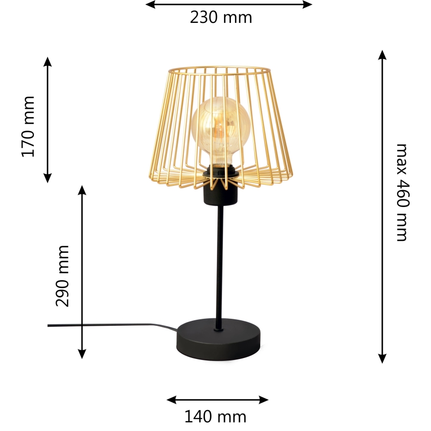 Bordslampa TORRI 1xE27/15W/230V guld/svart