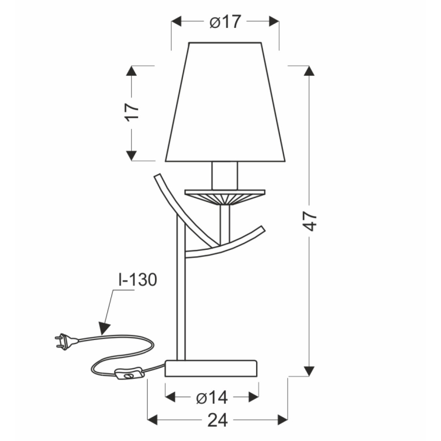 Bordslampa VITORIA 1xE14/40W/230V gul/ mässing