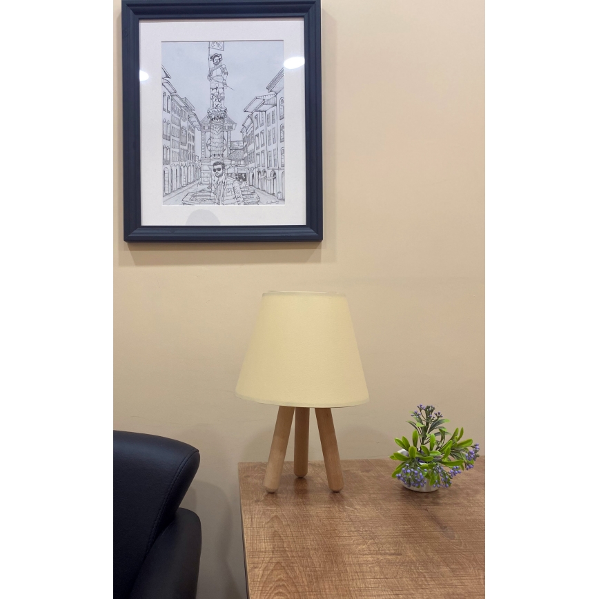 Bordslampa  WOOD 1xE27/60W/230V krämig